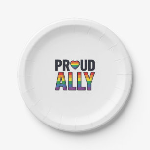 Proud Ally Vintage Rainbow Heart T-Shirt Design_1 Paper Plate