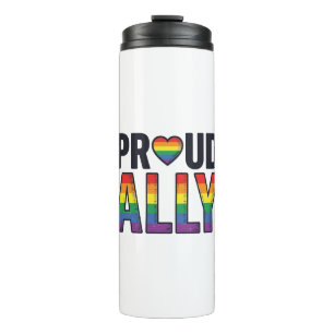 Proud Ally Vintage Rainbow Heart T-Shirt Design_1 Thermal Tumbler