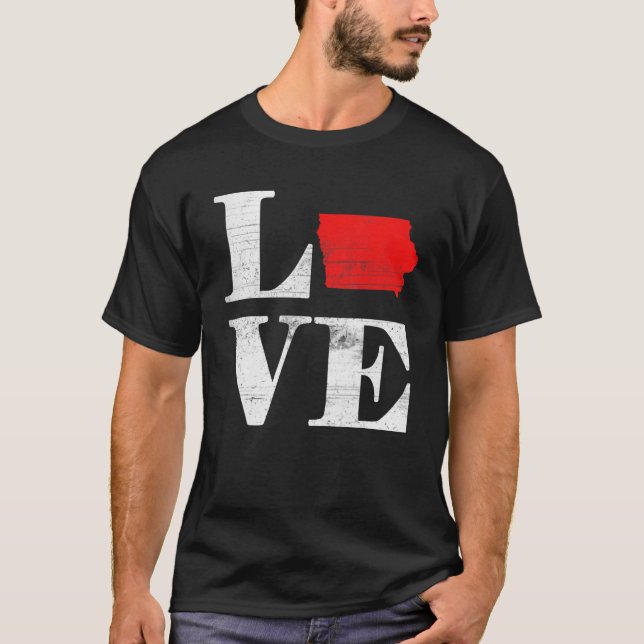 Proud America Citizen State Flag Land Map Love Iow T-Shirt (Front)