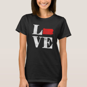 Proud America Citizen State Flag Land Map Love Pen T-Shirt