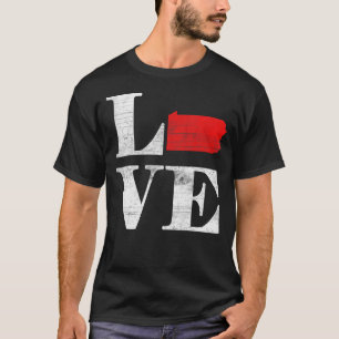 Proud America Citizen State Flag Land Map Love Pen T-Shirt