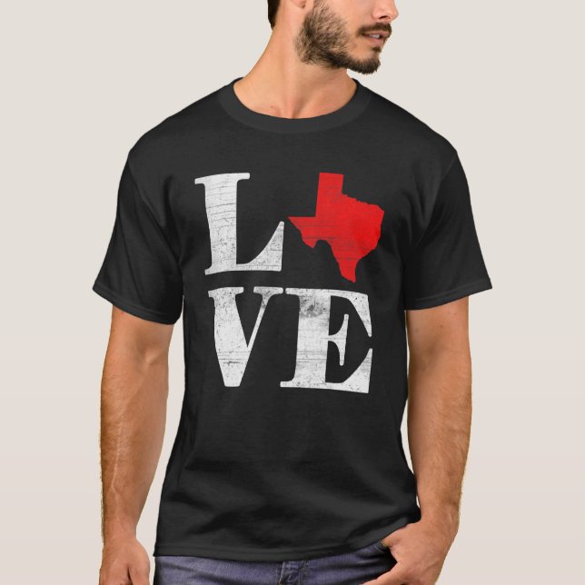 Proud America Citizen State Flag Land Map Love Tex T-Shirt (Front)