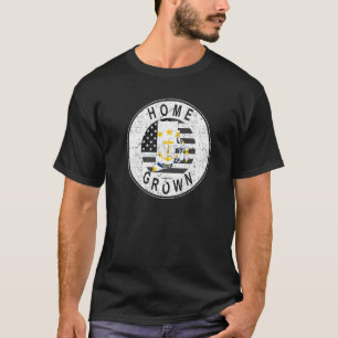 Proud America State Flag US Home Grown Rhode Islan T-Shirt