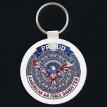 Proud American Air Force Daughter Key Ring<br><div class="desc">This design features colorful American eagle with its wings widely spread. The eagle is located over the magic mandala and is decorated with the USA flag. The colorful text "Proud American Air Force Daughter" goes around the image. A beautiful family gift for a girl or woman. Do not forget to...</div>