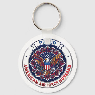 Proud American Air Force Husband Key Ring