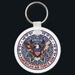 Proud American Air Force Son Key Ring<br><div class="desc">This design features colorful American eagle with its wings widely spread. The eagle is located over the magic mandala and is decorated with the USA flag. The colorful text "Proud American Air Force Son" goes around the image. A beautiful family gift for a boy or a guy. Do not forget...</div>