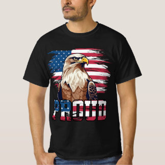 Proud American Bald Eagle - USA Flag T-Shirt