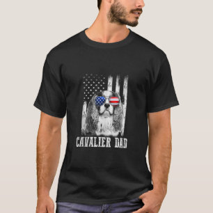Proud American Cavalier Flag Funny Dog Dad Mom Tan T-Shirt