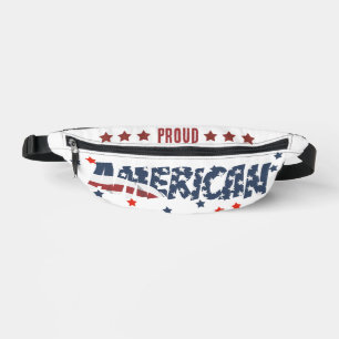 Proud American Distressed Font and American Flag Bum Bags