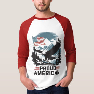 Proud American Eagle Over Mountains T-Shirt