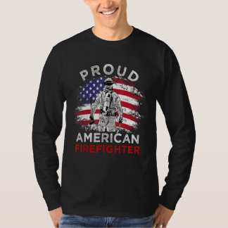 Proud American Firefighter Vintage July 4th For Fi T-Shirt