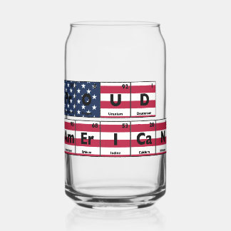 Proud American Flag USA 4th Of July Can Glass