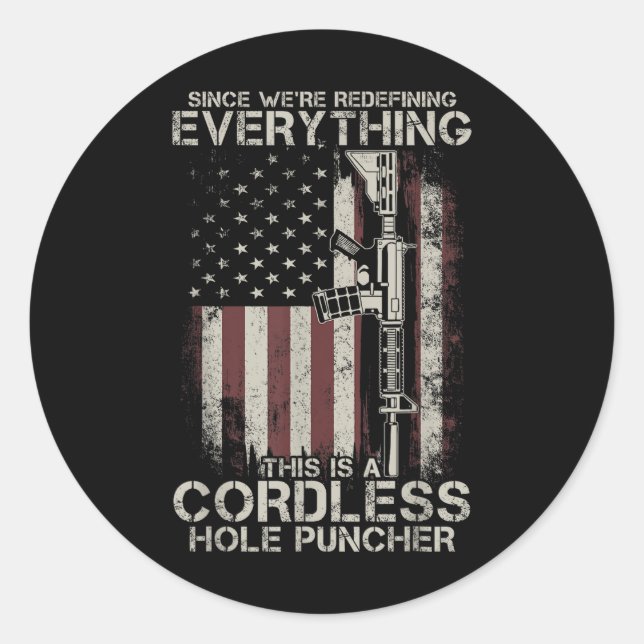 Proud American Flag Veteran Gun Rights Tlt Cordles Classic Round Sticker (Front)