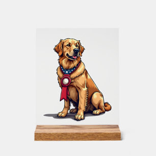 Proud American Golden Retriever Vintage Tee 4 Acrylic Sign