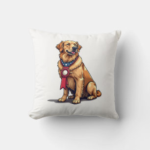Proud American Golden Retriever Vintage Tee 4 Cushion