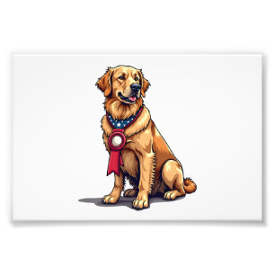 Proud American Golden Retriever Vintage Tee 4 Photo Print