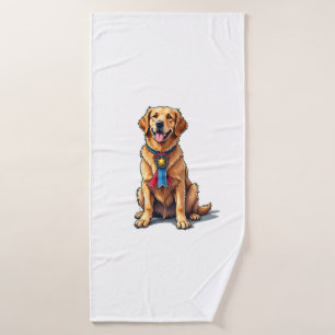 Proud American Golden Retriever Vintage Tee Bath Towel