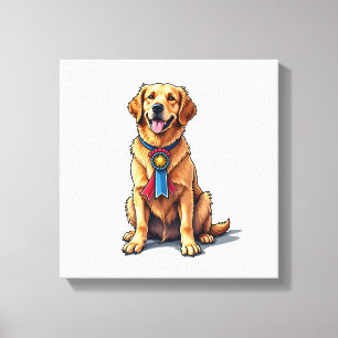 Proud American Golden Retriever Vintage Tee Canvas Print