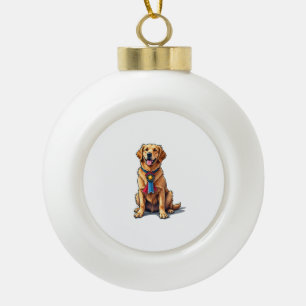 Proud American Golden Retriever Vintage Tee Ceramic Ball Christmas Ornament
