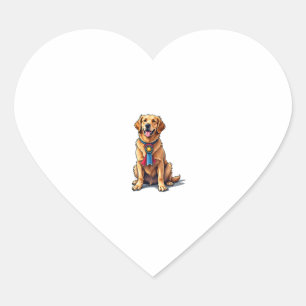 Proud American Golden Retriever Vintage Tee Heart Sticker