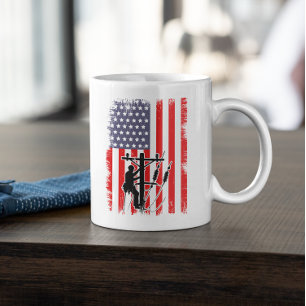 Proud American Lineman Patriotic Utility Worker Coffee Mug