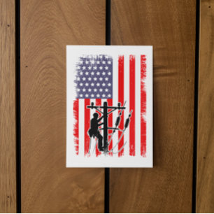 Proud American Lineman Patriotic Utility Worker Postcard