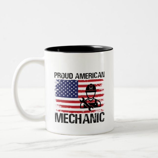 Proud American Mechanic Labour Day Mug (Left)