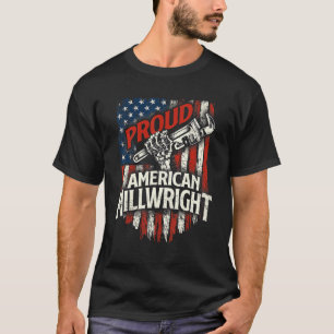 Proud American Millwright USA Flag Machinist Machi T-Shirt