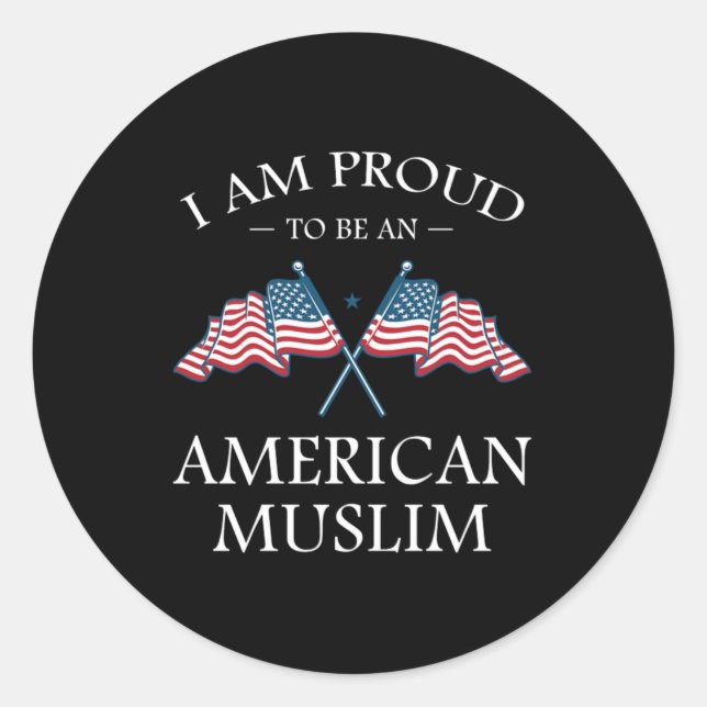 Proud American Muslim Islam USA Flag Allah Gift Classic Round Sticker (Front)