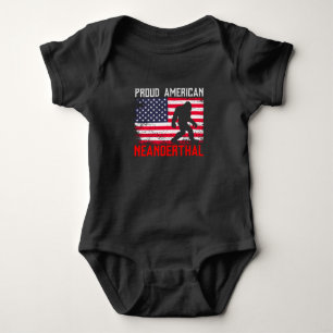Proud American Neanderthal   USA Flag & Bigfoot Baby Bodysuit