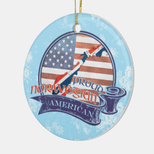 Proud American Norwegian Christmas Ornament