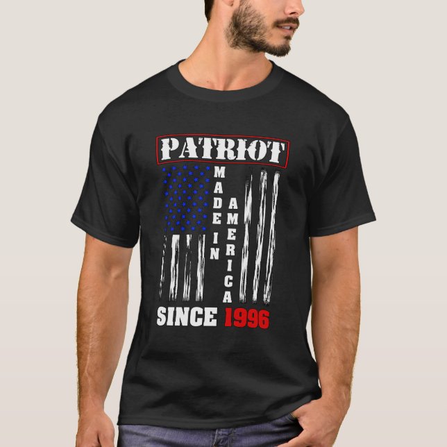 Proud American Patriot Americans Born In 1996 Happ T-Shirt (Front)