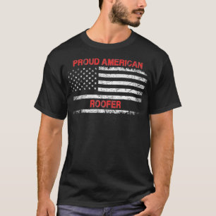 Proud American Patriotic USA Flag Gift Roofer Prem T-Shirt