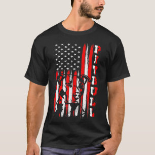 Proud American Pitbull Terrier Flag Funny Dog Dad T-Shirt