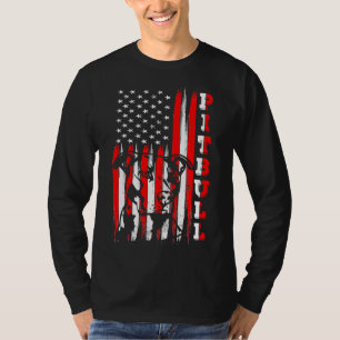 Proud American Pitbull Terrier Flag Funny Dog Dad T-Shirt