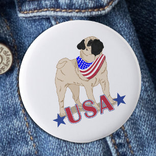 Proud American Pug patriotic 6 Cm Round Badge