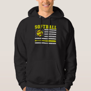 Proud American Sports Usa Flag Softball Player Sof Hoodie