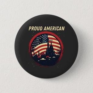 Proud American, USA flag 6 Cm Round Badge
