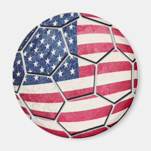 Proud American USA Flag Soccer Ball Magnet