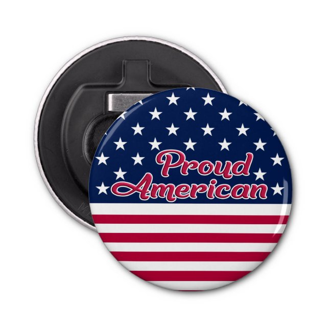 Proud American USA flag stars & stripes Bottle Opener (Front)