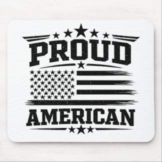 Proud American USA Flag White Mouse Pad