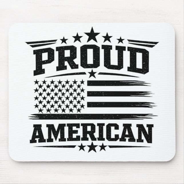 Proud American USA Flag White Mouse Pad (Front)