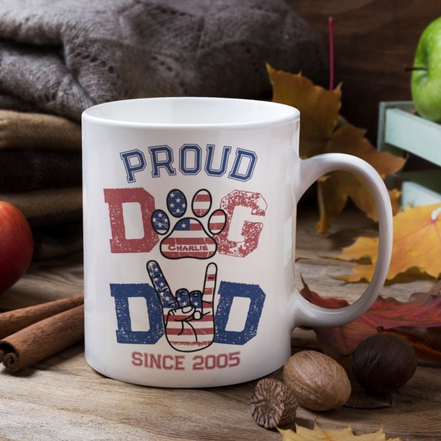 Proud American USA Pet Dog Dad Lover US Flag Coffee Mug (Creator Uploaded)