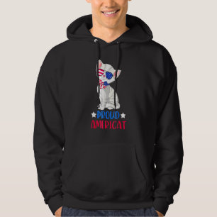 Proud Americat Men Women 4th Of July Cat Hoodie