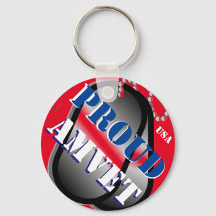 PROUD AMVET Dog Tags Keychain