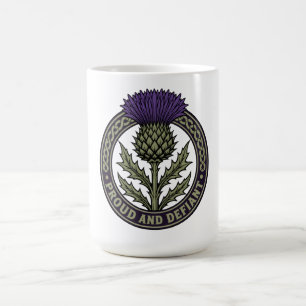 Proud And Defiant Vintage Scottish Thistle Coffee Mug