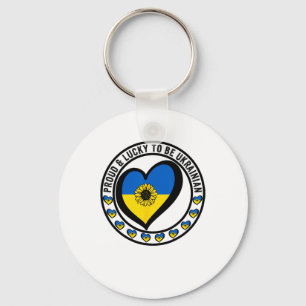 Proud And Lucky To Be Ukrainian I Love Ukraine Fla Key Ring
