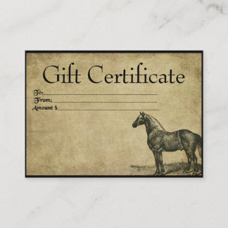 Proud And True- Horses- Prim Gift Certificate Card