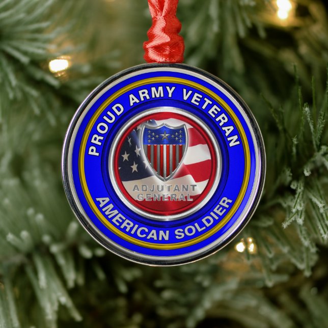 Proud Army Adjutant General Veteran Metal Tree Decoration (Tree)