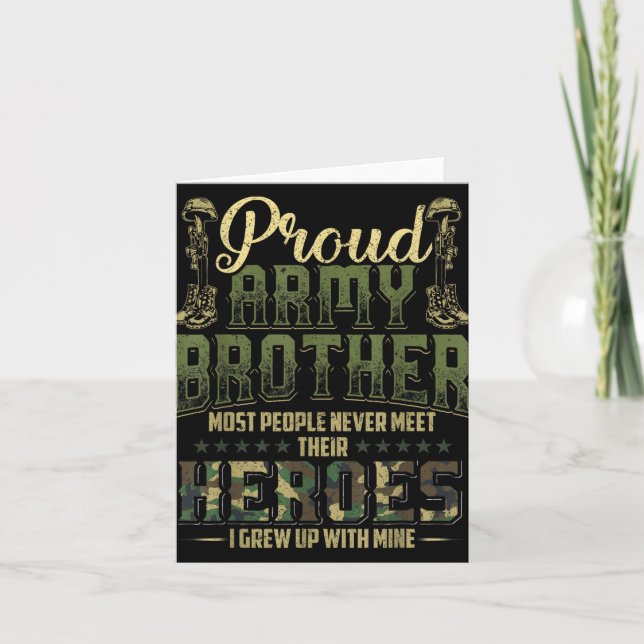 Proud Army Brother Shirt Patriotic Military Vetera Card (Front)